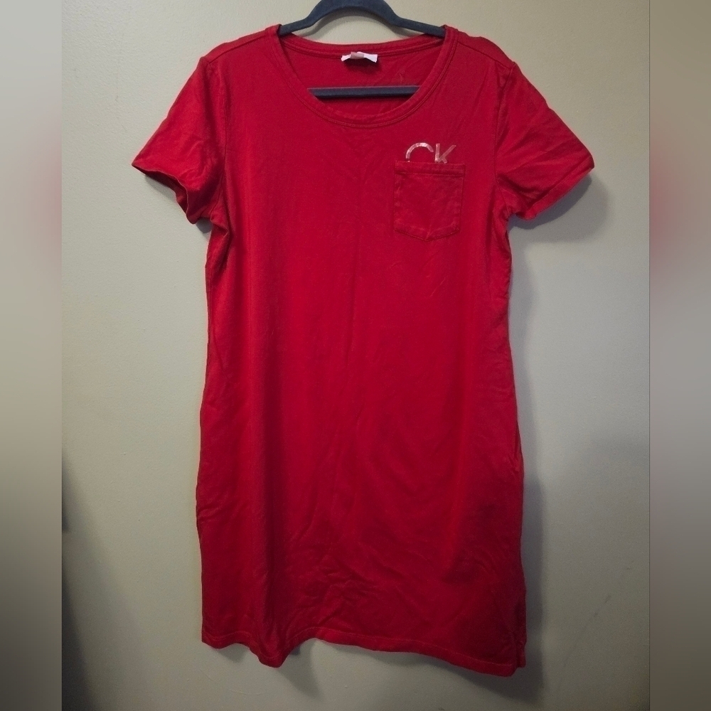 Calvin Klein Women's Size XL Red Cotton T Shirt Dress